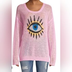 Wildfox Eye See You Evil Eye Pink Sweater Sz XS